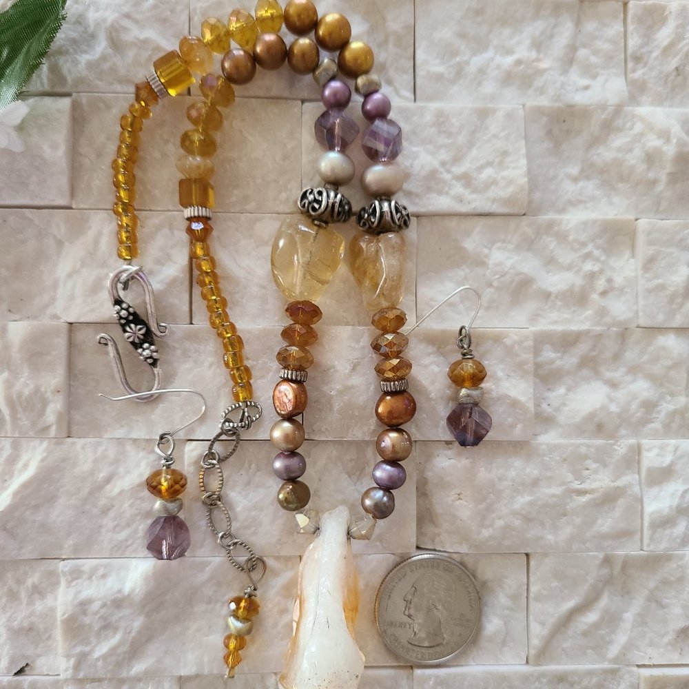 "Athena" Citrine & Pearls